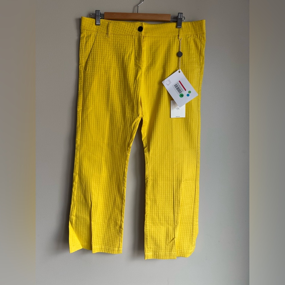 NWT Women’s Alysi Yellow Patterned Trouser Pants Size 10‎